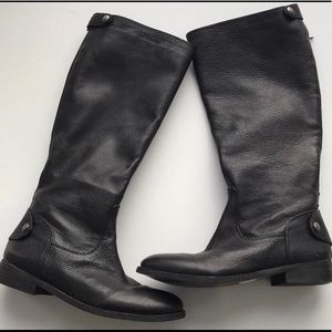BCBG black leather boots size 6